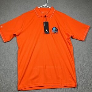 Pro Football Hall of Fame Polo Shirt Adult Med Orange Short Sleeve‎ Canton Ohio